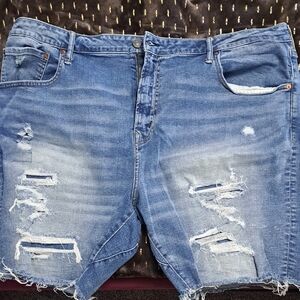 Distressed Blue Denim Shorts